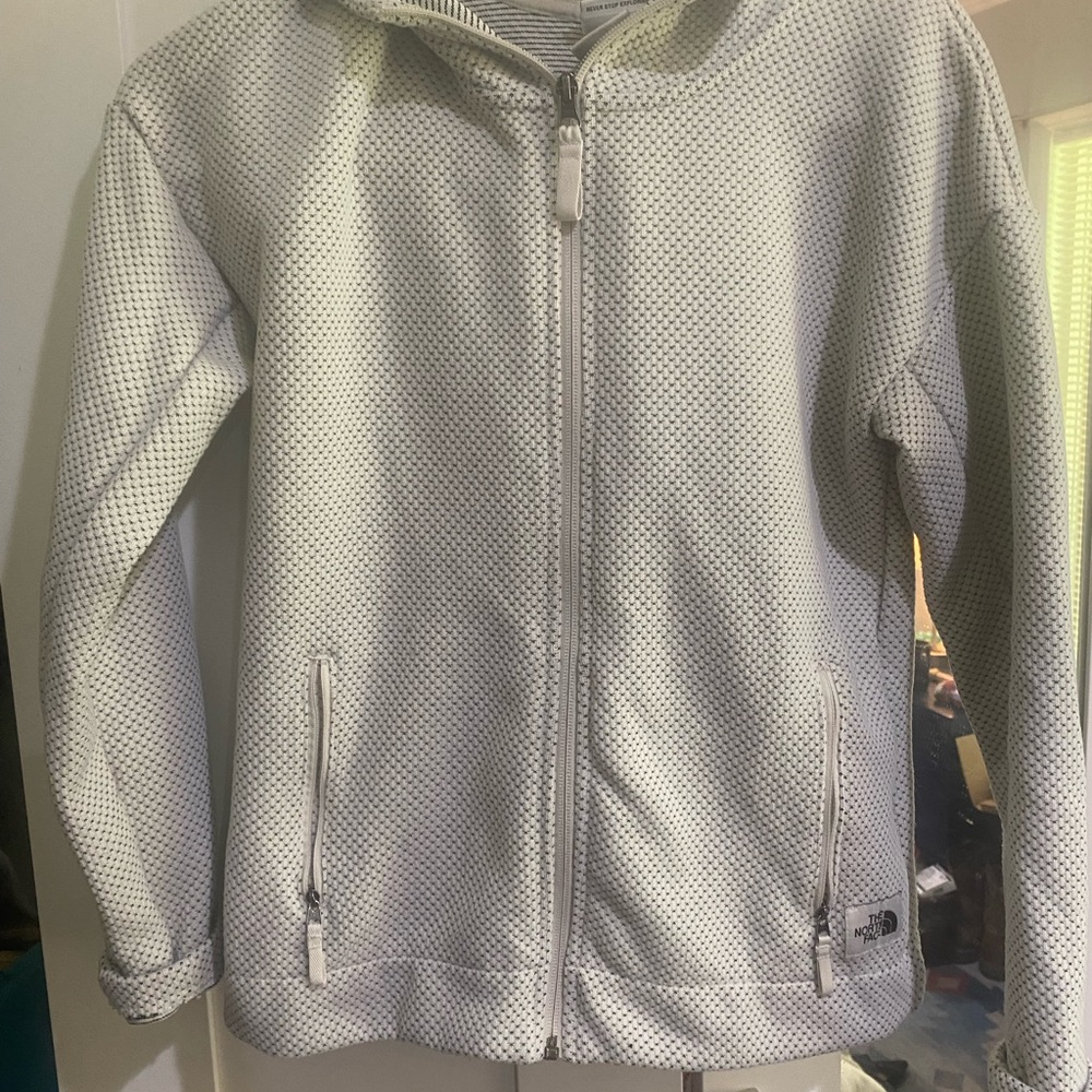 The North Face Light Gray Full-Zip Hooded Sweatshirt
